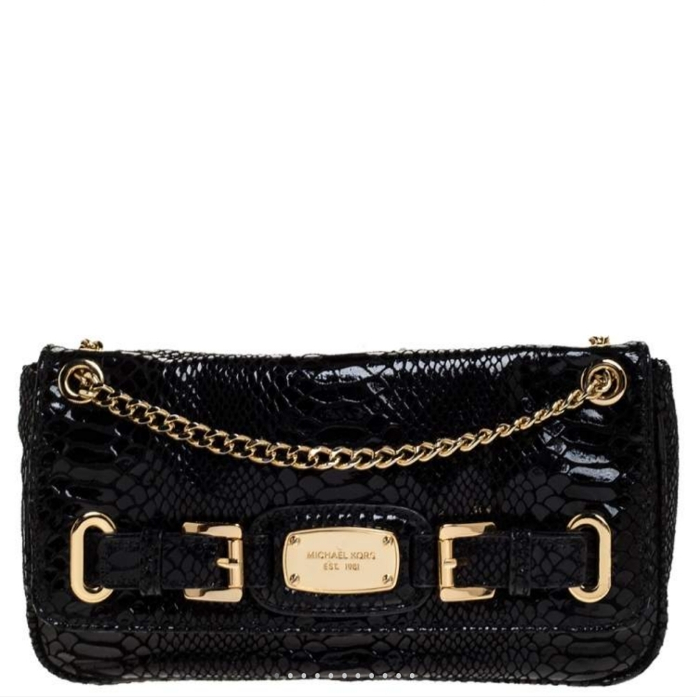 Michael Kors Black Hamilton Leather Shoulder Bag. - Picture 4 of 12